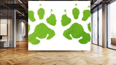 Green animal footprint Wall mural