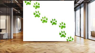 Green animal footprint Wall mural