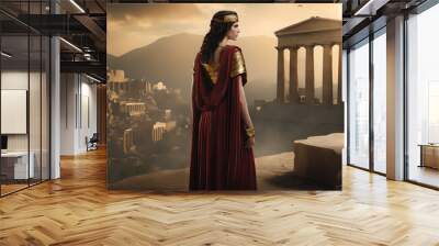 woman in a dress in ancient Greek city Wall mural