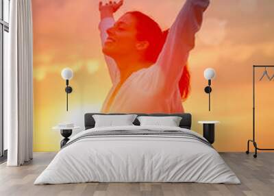 Enjoying freedom and life on sunset Wall mural