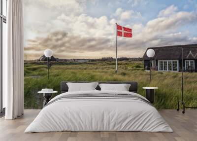 danish flag in field Wall mural