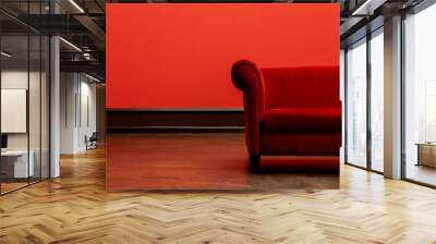 red chair or sofa  in empty red room Wall mural