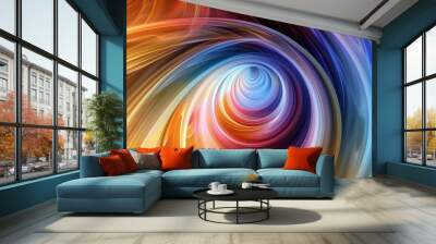 Abstract Colorful Swirling Tunnel Design, Digital Art Wallpaper Wall mural