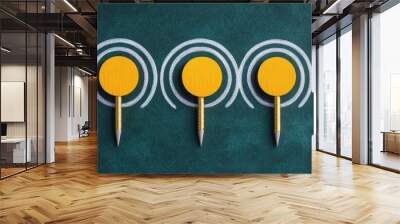 Achieve Business Objectives with Three Yellow Targets on Chalkboard Wall mural