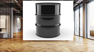 Black Oil Barrel 3D Render Isolated on White Background Wall mural