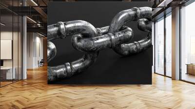 Heavy Duty Metal Chain Links Closeup, Durable and Secure Interlocking Design Wall mural