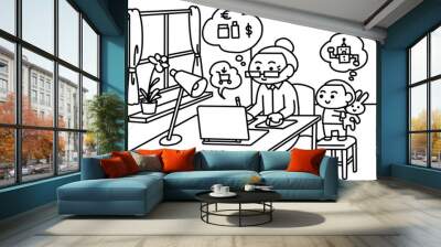 Elder shopping online. Wall mural