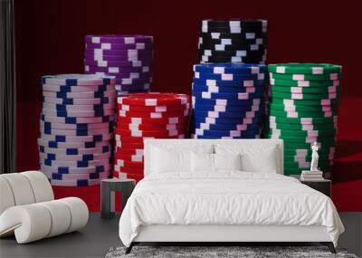 Stacks of Multicolored Poker Chips Wall mural