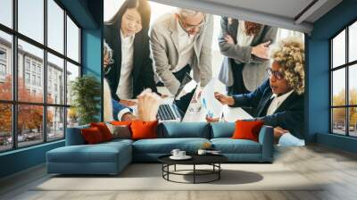 Multiracial business people working inside bank office - Focus on african girl face Wall mural