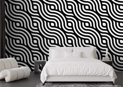 Template abstract modern shape background. white and black lines curve, wave wallpaper vector illustration Wall mural