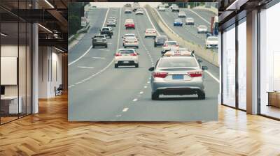 Cars heavy traffic on highway  Wall mural