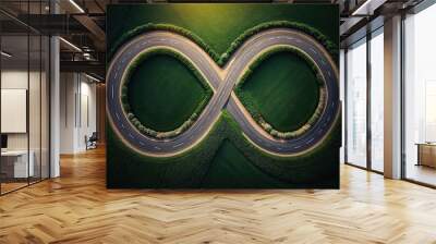 Infinite road infinity figure eight 8 endless eternity insanity going nowhere circles forever background wallpaper ongoing sustainable loop business challenges stupidity moronic journey continuous Wall mural