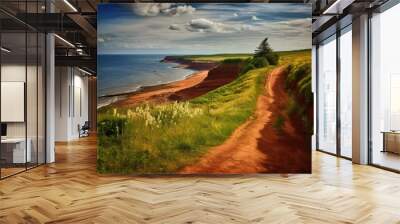 Prince Edward Island Canada, Coastal View, Stunning Scenic Landscape Wallpaper, Generative AI Wall mural