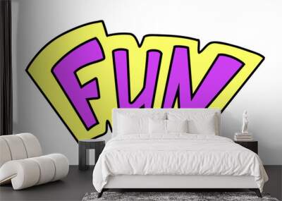 90s or Y2k style hand drawn elements with Fun text. Doodle comic style. Colorful vector illustration Wall mural