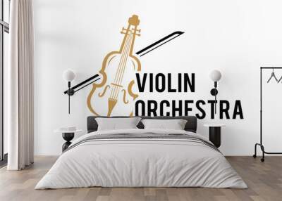 Classic violin instrument music orchestra logo design template Wall mural