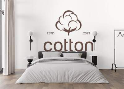 cotton flower silhouette logo design illustration Wall mural