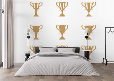 Golden trophy cup logo icon design collection Wall mural