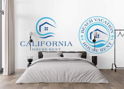 Initial letter C house coastal logo illustration design Wall mural