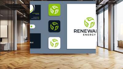 Nature, circle of leaf, renewable energy logo and business card design inspiration template Wall mural