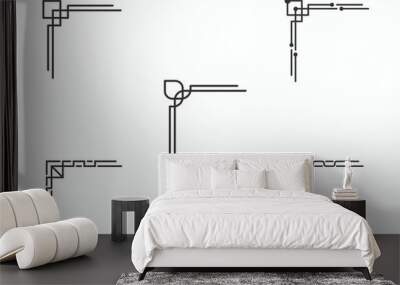 set of corner ornament line art pattern design Wall mural