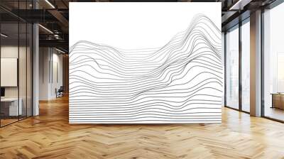 Abstract landscape wireframe vector background. Digital grid technology illustration landscape Wall mural