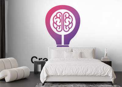 brain bulb icon symbol design. creative idea logo design template Wall mural