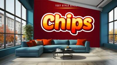 Editable text effect. Chips text style effect Wall mural