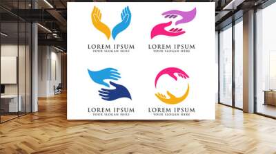 hand care logo design template. hand vector icon symbol Wall mural