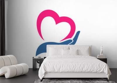 heart care logo design template Wall mural