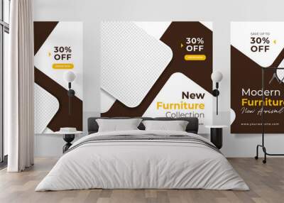 Minimalist furniture and home interior sale banner or social media post template Wall mural