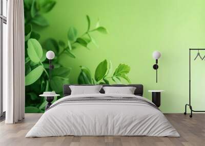 Stunning Green Beautiful and Minimalist Background: A Serene and Elegant Visual Delight. Bringing a Touch of Nature's Simplicity and Charm. Wall mural