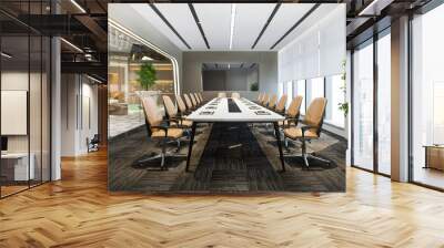 3d rendering business meeting room on high rise office building near reception Wall mural