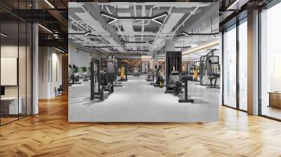 3d rendering modern loft gym and fitness Wall mural