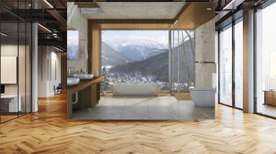 3d rendering nice nature view bathroom with beautiful design Wall mural