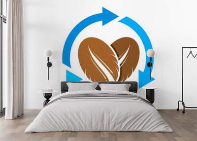 Circular arrow with two coffee beans inside Wall mural