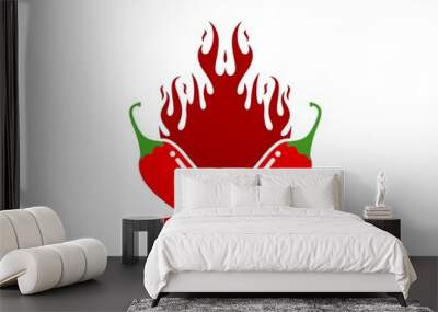 Cross hot chili with fire flames on the top Wall mural