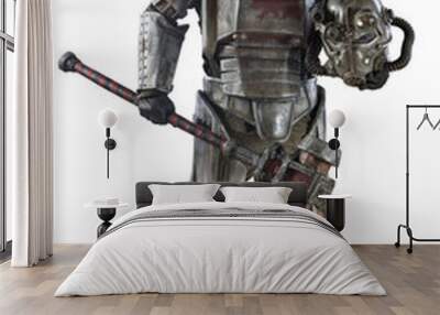 Futuristic soldier in steel armor with the cyber punk hummer. Wall mural