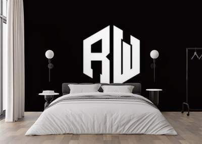 Initial R W letter with polygon modern style logo template vector Wall mural