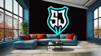 Initial S J letter with shield modern style logo template vector Wall mural