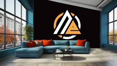 N E initial logo modern triangle with circle on back Wall mural