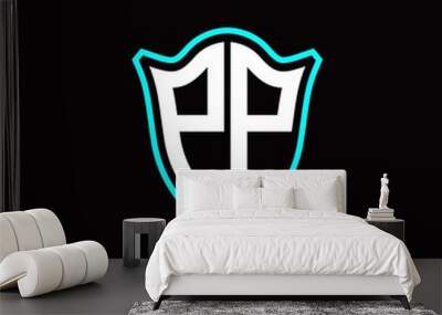 P P initials monogram logo shield designs modern Wall mural