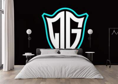 Q G initials monogram logo shield designs modern Wall mural