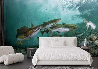 School of Karafuto Trout Wall mural