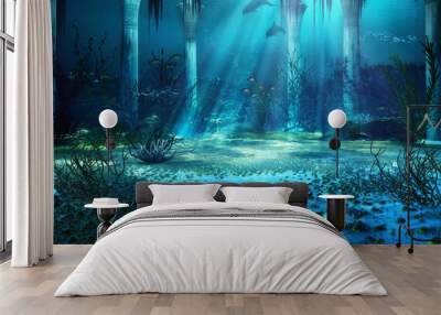 3D Rendered Underwater Fantasy Landscape Wall mural