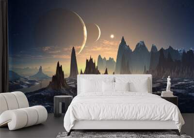 Alien Planet with Moons Wall mural