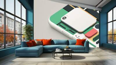 Smartphone With Modem Chip and Other Components Wall mural