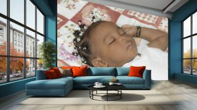 adorable baby girl sleeping (one year old) Wall mural