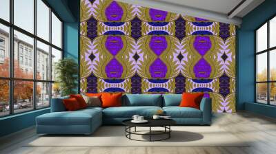 African fabric, purple and brown colors Wall mural