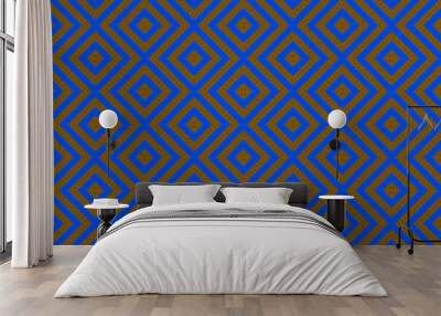 Blue and orange African fabric  (textured cotton, seamless) Wall mural