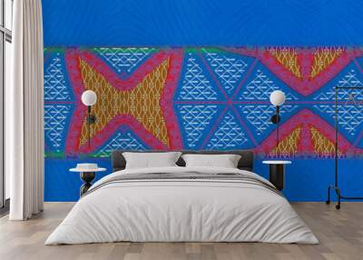 Colorful African fabric – Seamless pattern, cotton, photo  Wall mural